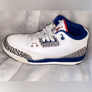 Jordan 3 red white and blue leather